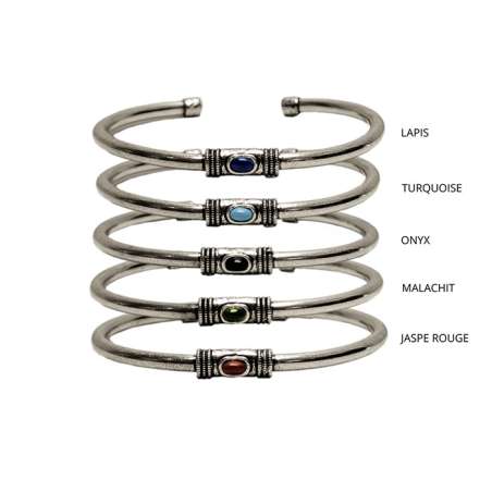 Bracelet Jonc Douille Martelée Pierres Naturelles SING A SONG