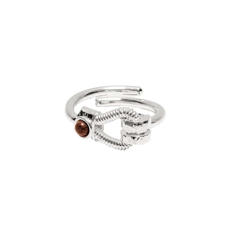 Bague Horizontale Martelée Pierres Nat Corde De Basse Reg SING A SONG