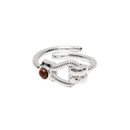 Bague Horizontale Martelée Pierres Nat Corde De Basse Reg SING A SONG
