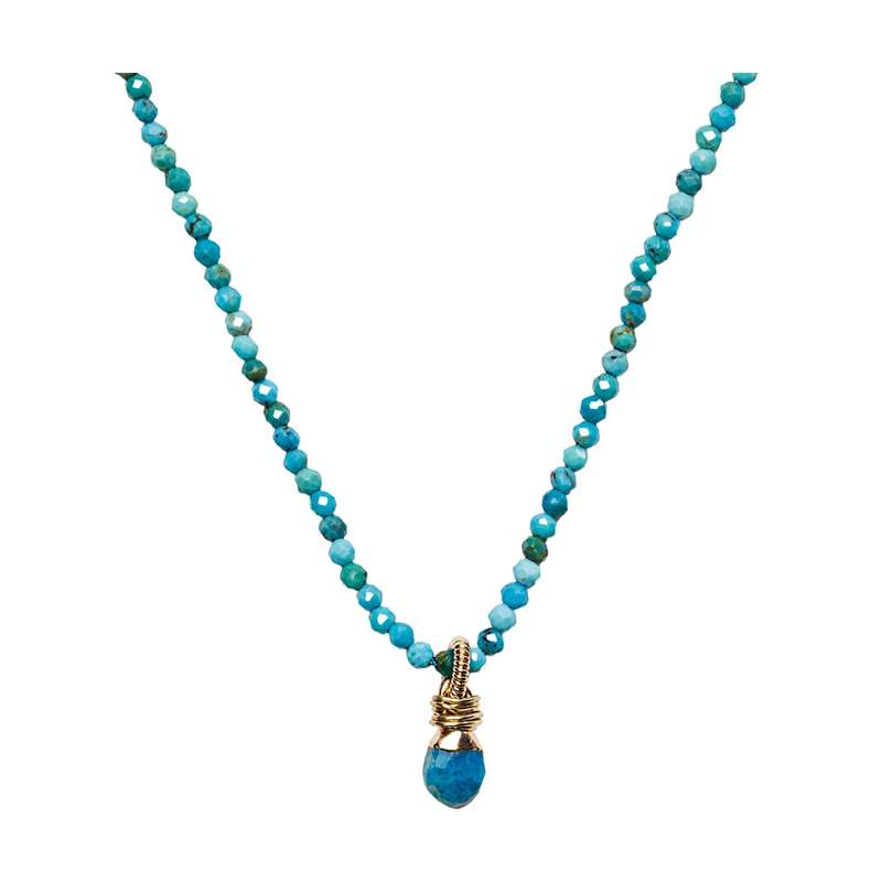 Collier Long Goutte Pierre Nat Facete Beliere Corde Guitare SING A SONG