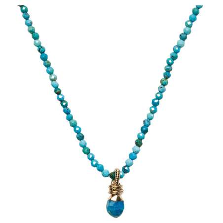 Collier Long Goutte Pierre Nat Facete Beliere Corde Guitare SING A SONG
