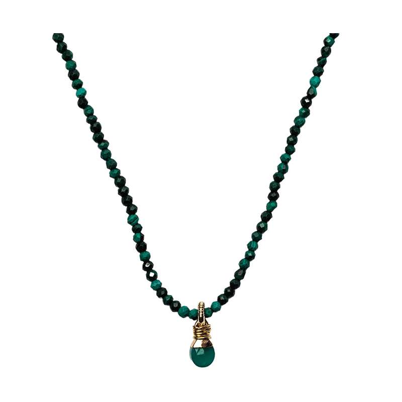 Collier Long Goutte Pierre Nat Facete Beliere Corde Guitare SING A SONG