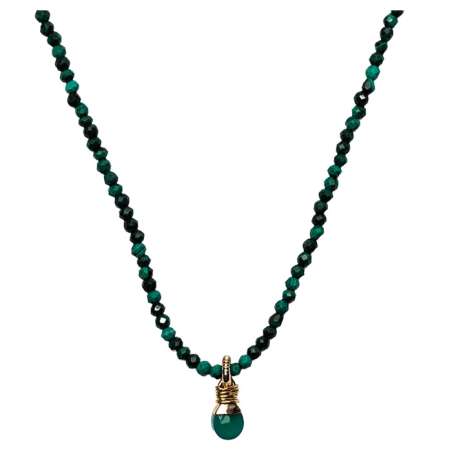 Collier Long Goutte Pierre Nat Facete Beliere Corde Guitare SING A SONG