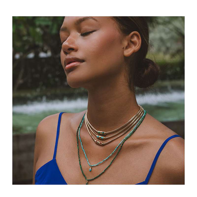 Collier Long Goutte Pierre Nat Facete Beliere Corde Guitare SING A SONG