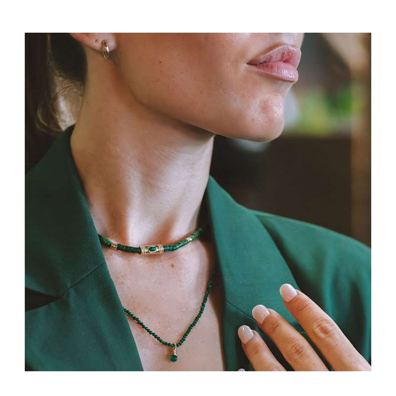 Collier Long Goutte Pierre Nat Facete Beliere Corde Guitare SING A SONG
