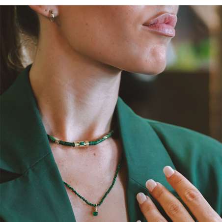 Collier Long Goutte Pierre Nat Facete Beliere Corde Guitare SING A SONG