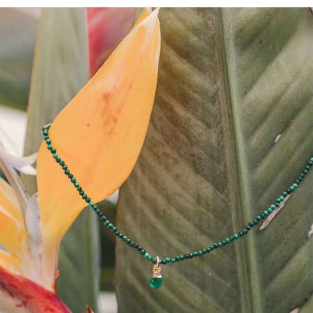 Collier Long Goutte Pierre Nat Facete Beliere Corde Guitare SING A SONG