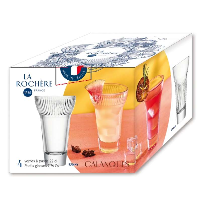Coffret de 4 verres à pastis Calanques – 2 Fanny et 2 Marius – La Rochère LA ROCHÈRE